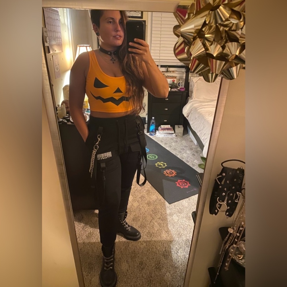 Dolls Kill - Club Exx - Black Cargo Bondage Joggers - Picture 2 of 16
